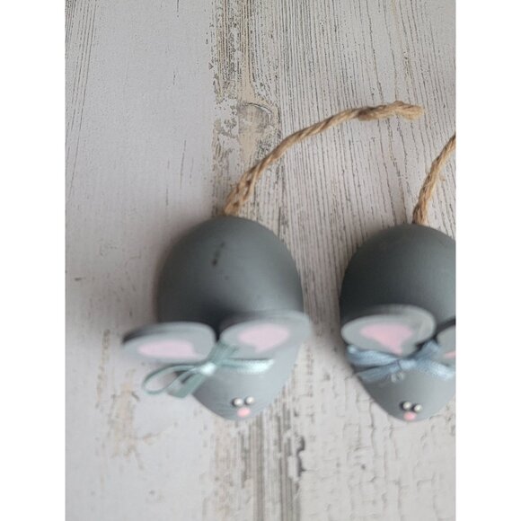 Wooden gray mice mouse spring figure decor set - Picture 5 of 9
